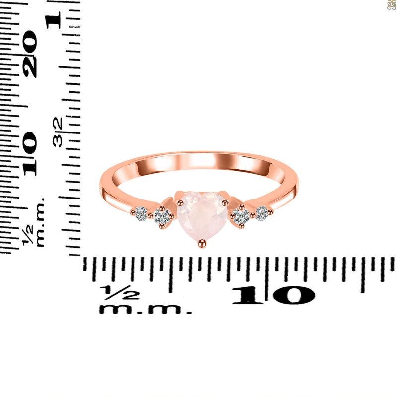 Rose Quartz & White Topaz Ring RSQ-RR-424.