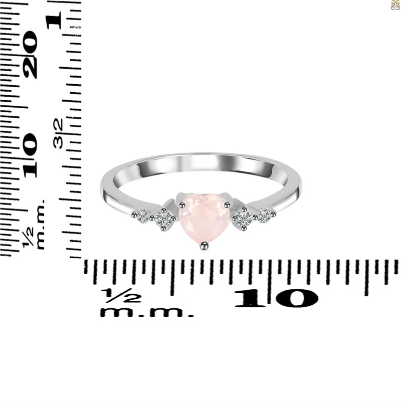 Rose Quartz & White Topaz Ring RSQ-RR-424.