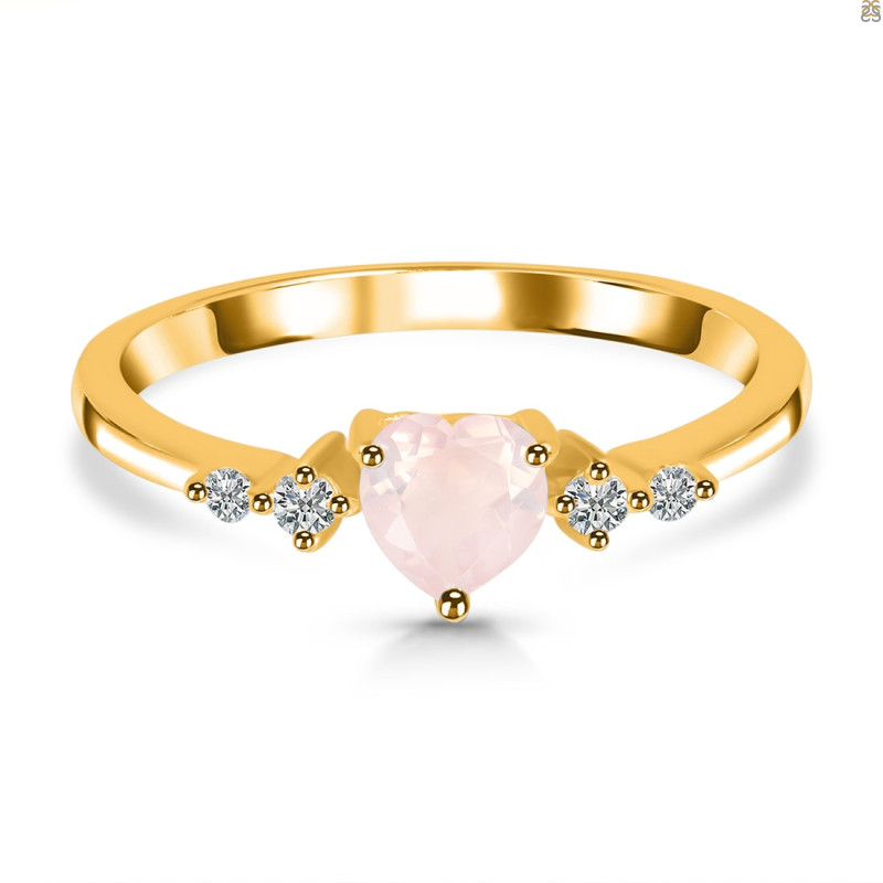 Rose Quartz & White Topaz Ring RSQ-RR-424.
