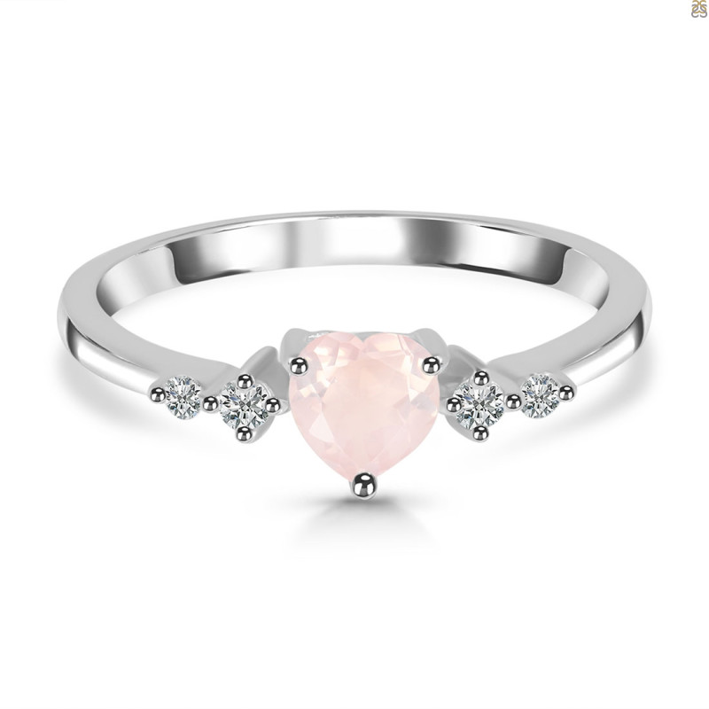 Rose Quartz & White Topaz Ring RSQ-RR-424.