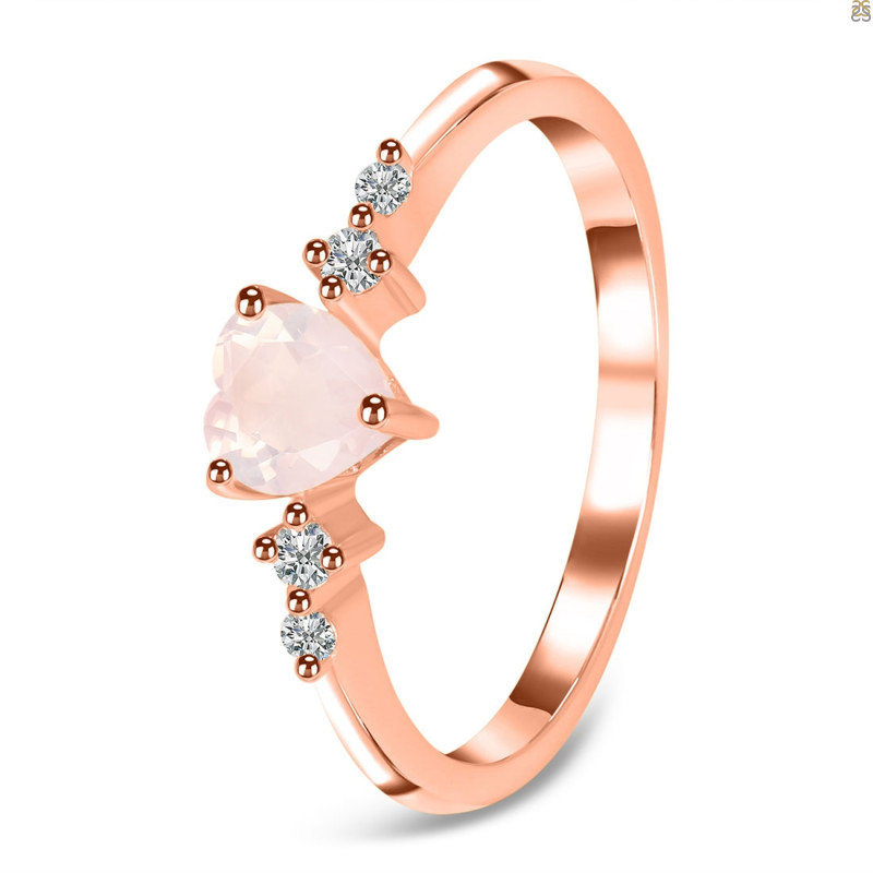 Rose Quartz & White Topaz Ring RSQ-RR-424.