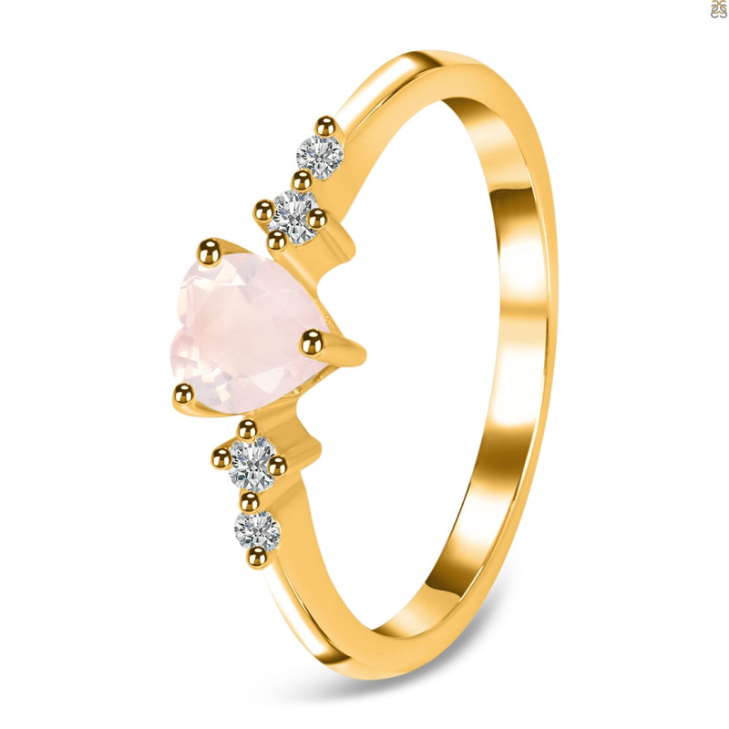 Rose Quartz & White Topaz Ring RSQ-RR-424.