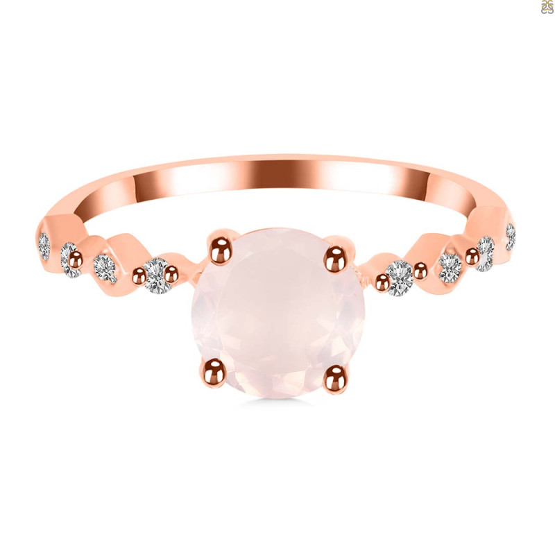 Rose Quartz & White Topaz Ring RSQ-RR-426.