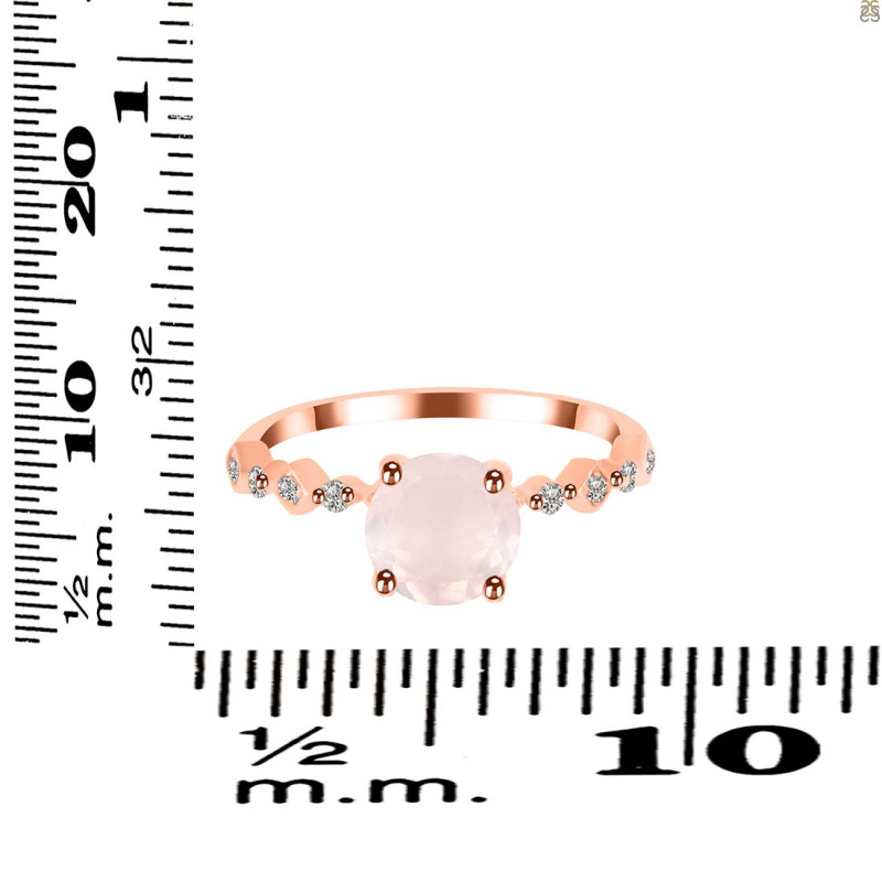Rose Quartz & White Topaz Ring RSQ-RR-426.