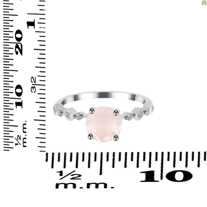 Rose Quartz & White Topaz Ring RSQ-RR-426.