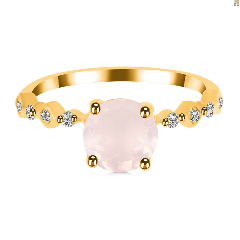 Rose Quartz & White Topaz Ring RSQ-RR-426.