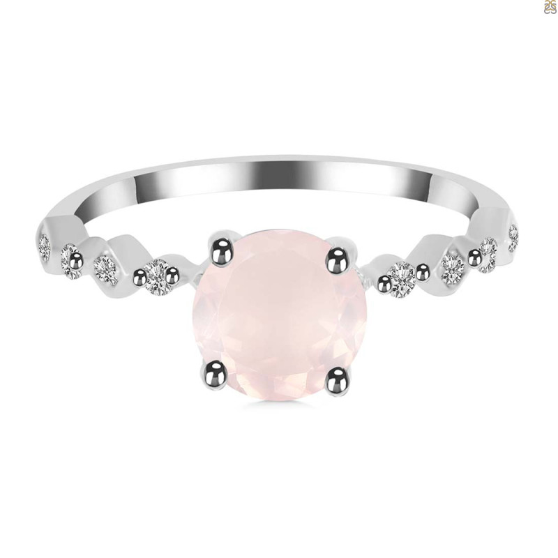 Rose Quartz & White Topaz Ring RSQ-RR-426.