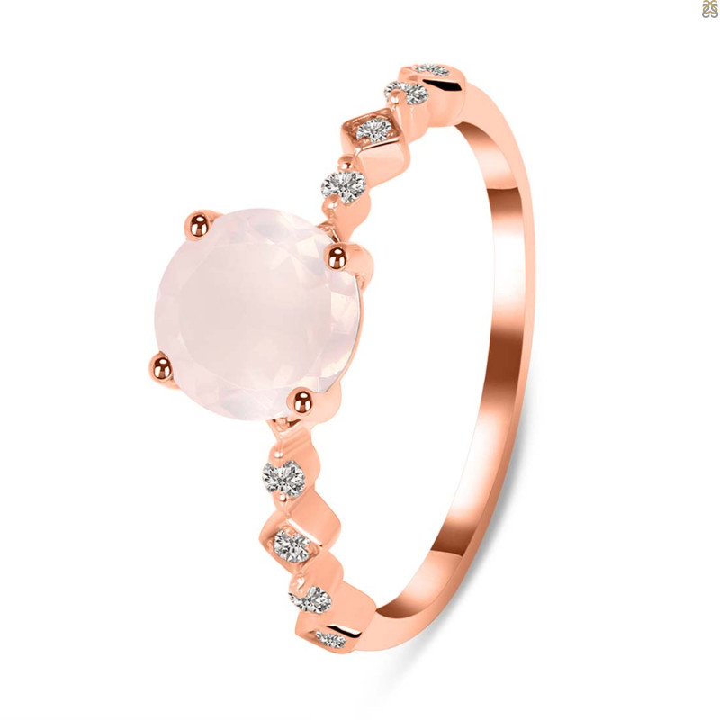 Rose Quartz & White Topaz Ring RSQ-RR-426.