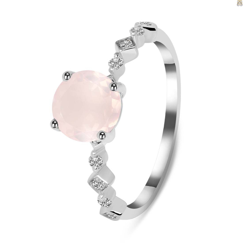 Rose Quartz & White Topaz Ring