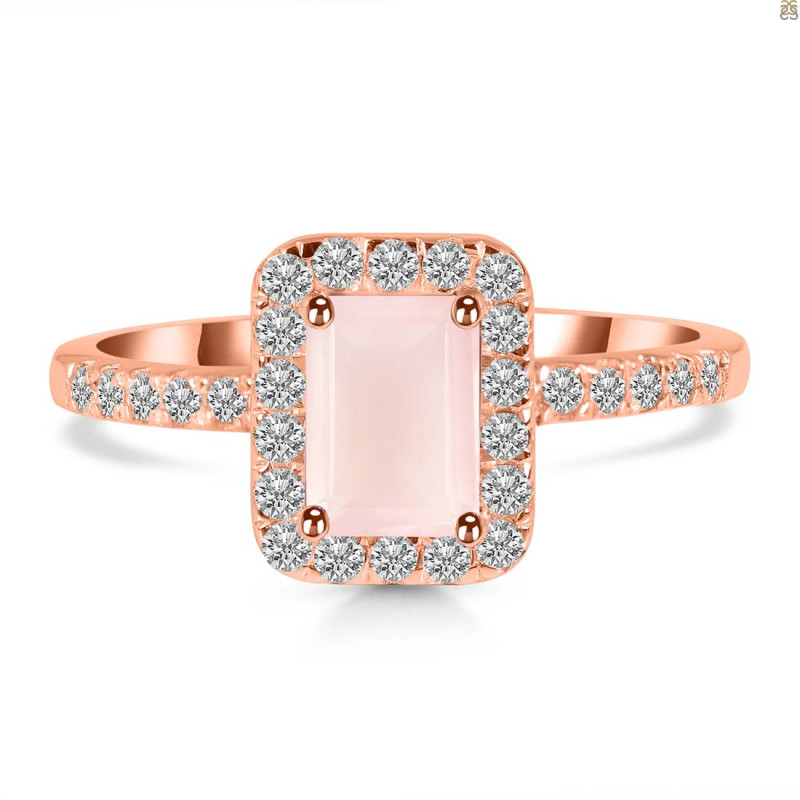 Rose Quartz & White Topaz Ring RSQ-RR-432.