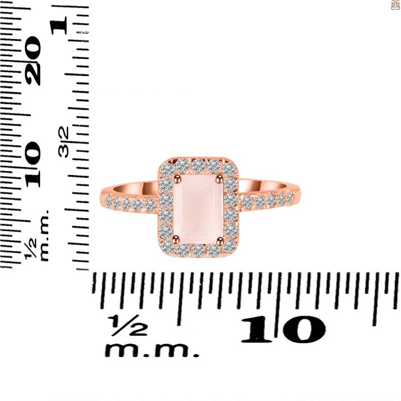 Rose Quartz & White Topaz Ring RSQ-RR-432.