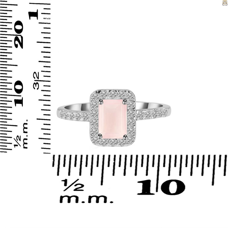 Rose Quartz & White Topaz Ring RSQ-RR-432.