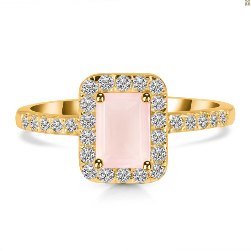 Rose Quartz & White Topaz Ring RSQ-RR-432.