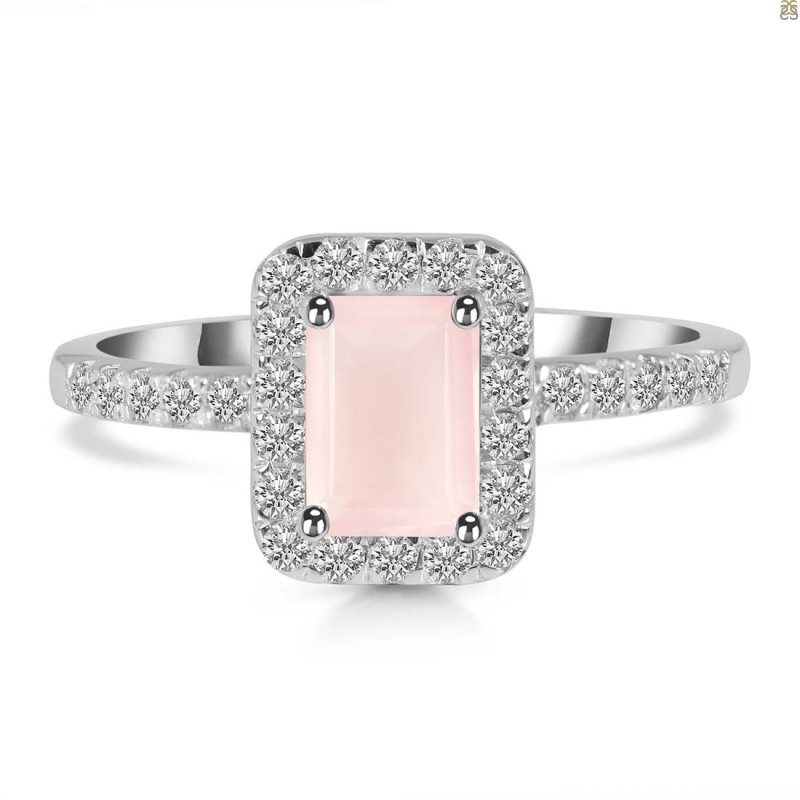 Rose Quartz & White Topaz Ring RSQ-RR-432.