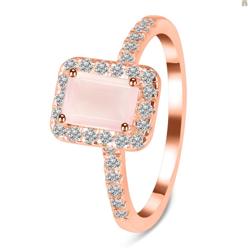 Rose Quartz & White Topaz Ring RSQ-RR-432.