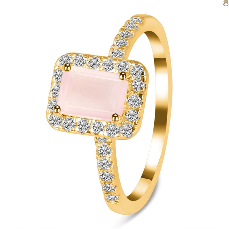 Rose Quartz & White Topaz Ring RSQ-RR-432.