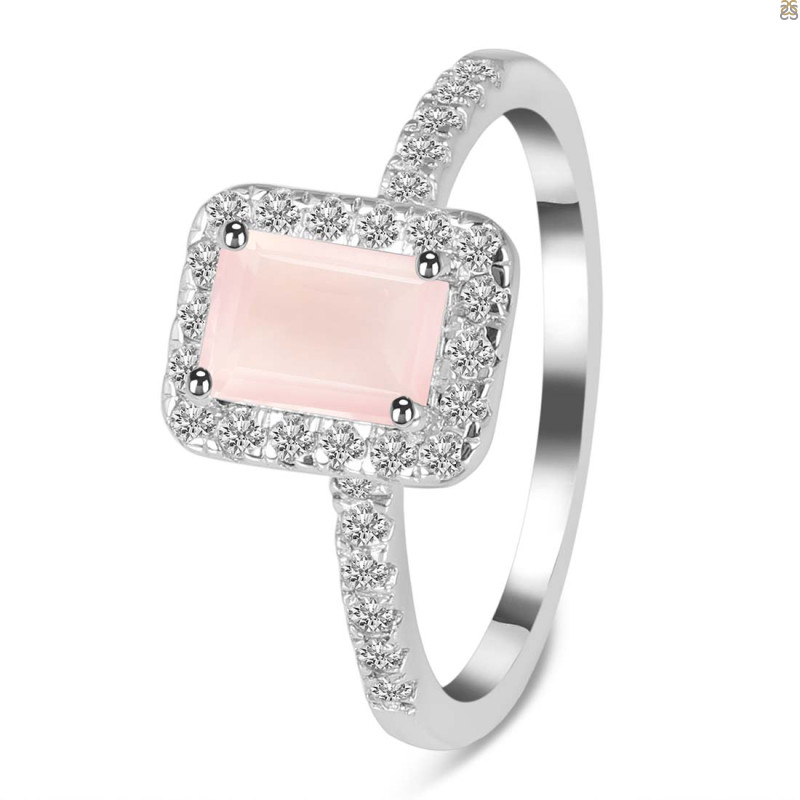 Rose Quartz & White Topaz Ring