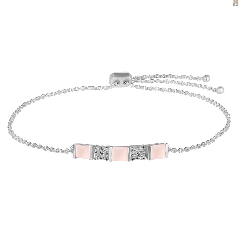 Rose Quartz & White Topaz Bracelet RSQ-RDB-147.