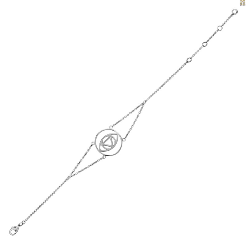 Brow Chakra Plain Silver Bracelet