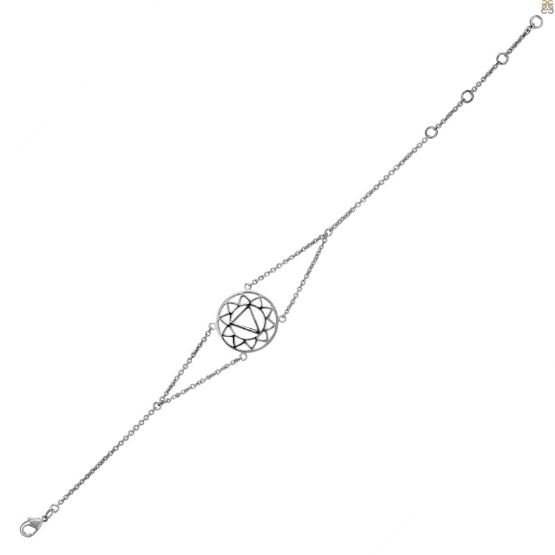 Solar Plexus Chakra Plain Silver Bracelet