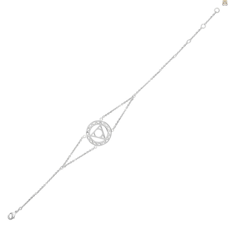 Throat Chakra Plain Silver Bracelet