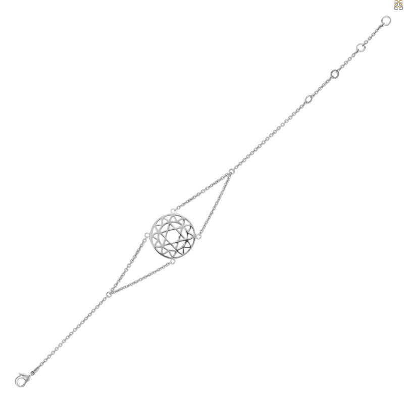 Heart Chakra Plain Silver Bracelet PS-RDB-11.