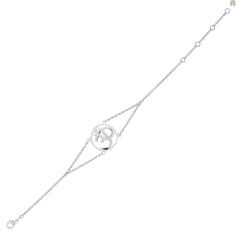 Om Plain Silver Bracelet