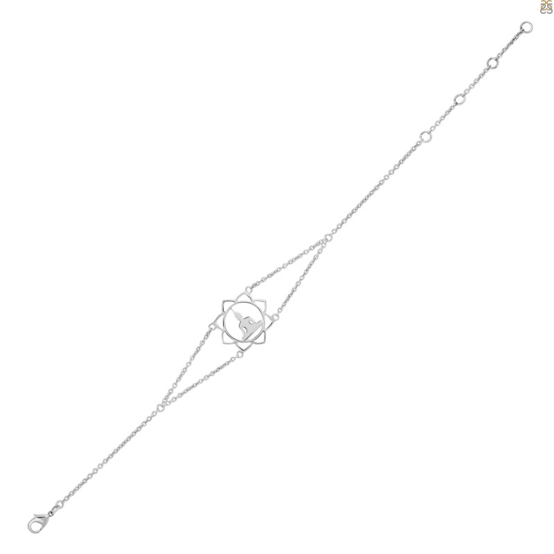 Human Body Chakra Plain Silver Bracelet