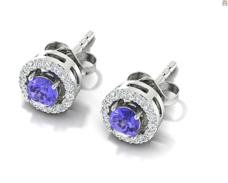 Tanzanite & White Topaz Stud Earring TZN-RDE-984.