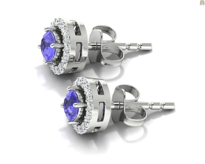 Tanzanite & White Topaz Stud Earring TZN-RDE-984.