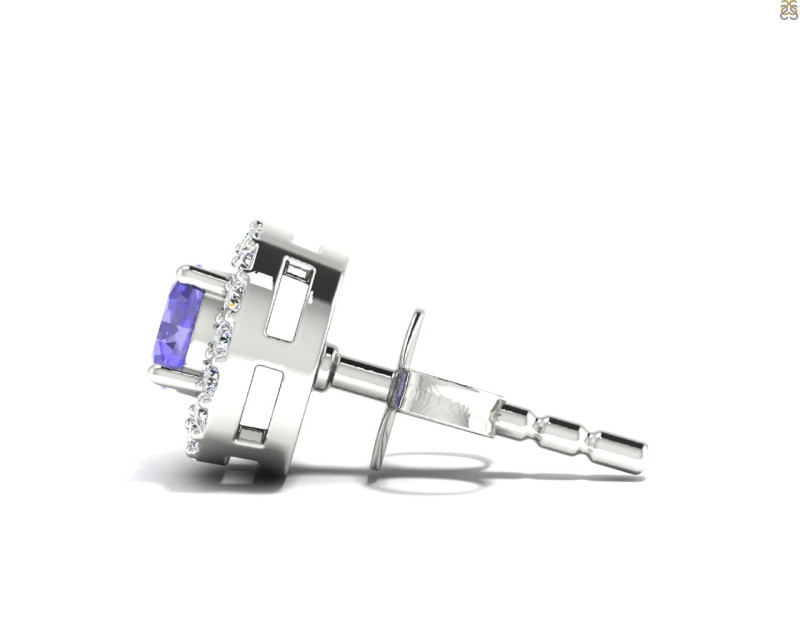 Tanzanite & White Topaz Stud Earring TZN-RDE-984.