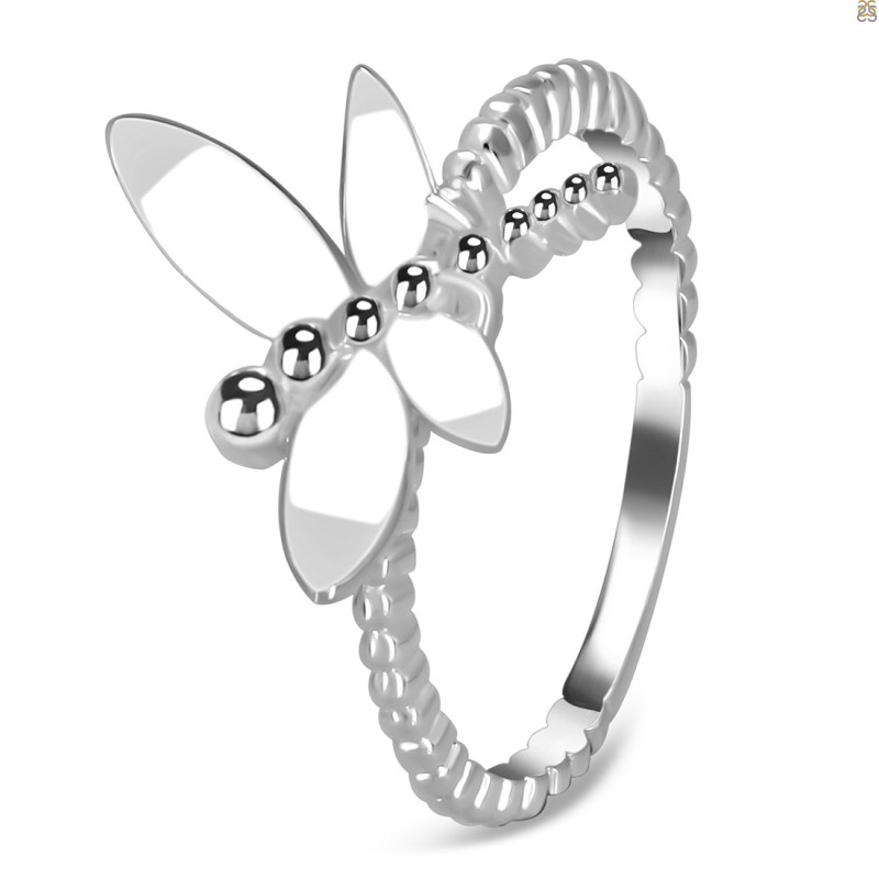 Plain Silver Dragonfly Ring