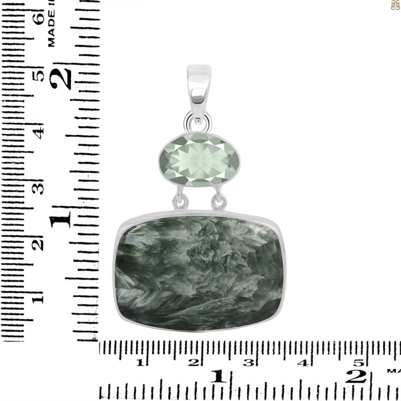 Seraphinite/Green Amethyst Pendant-2SP SER-1-259