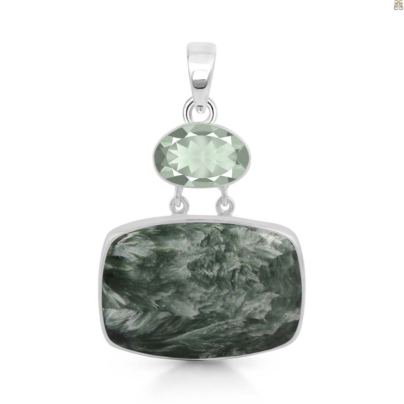 Seraphinite/Green Amethyst Pendant-2SP SER-1-259