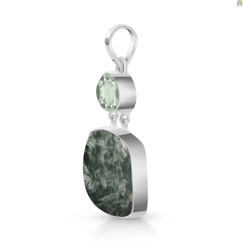 Seraphinite/Green Amethyst Pendant-2SP SER-1-259