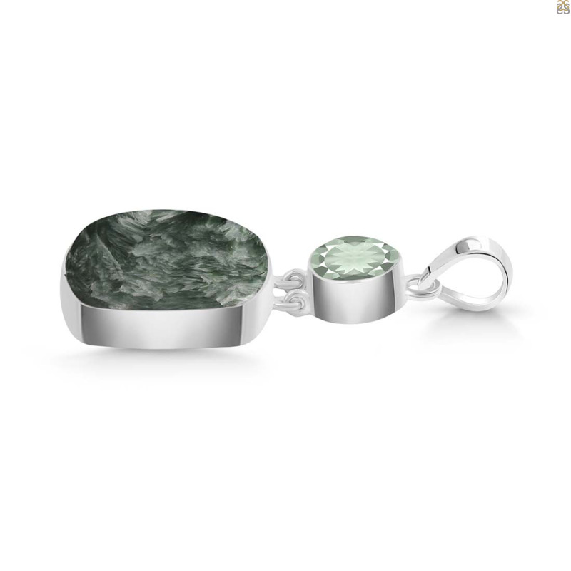Seraphinite/Green Amethyst Pendant-2SP SER-1-259