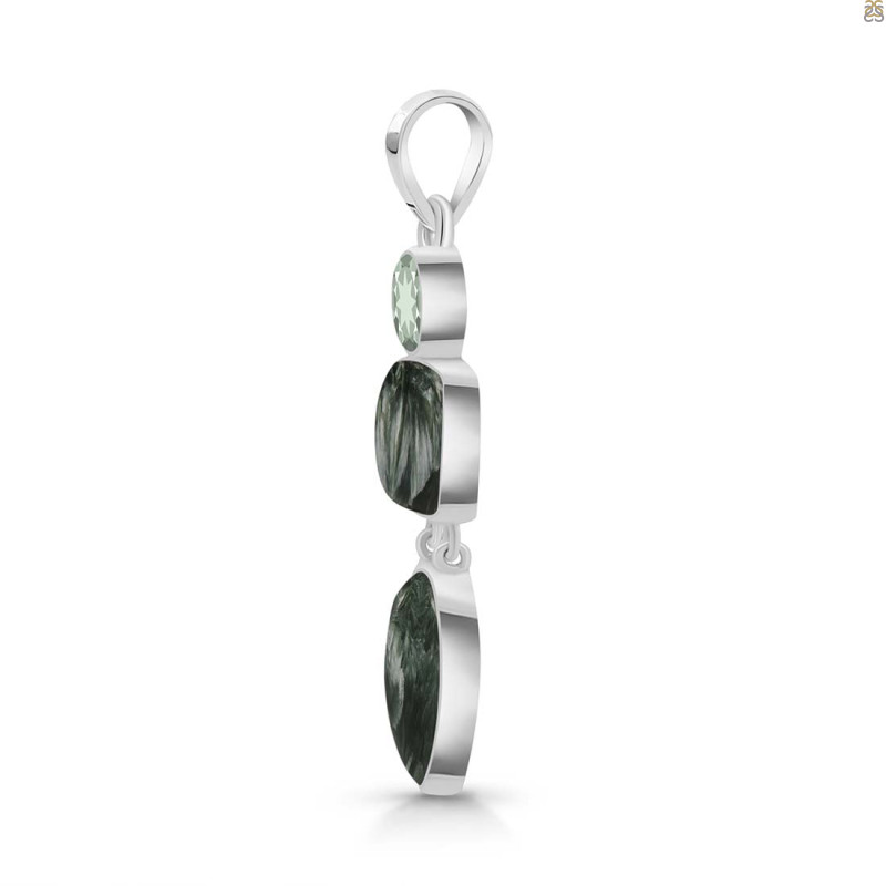 Seraphinite/Green Amethyst Pendant-2SP