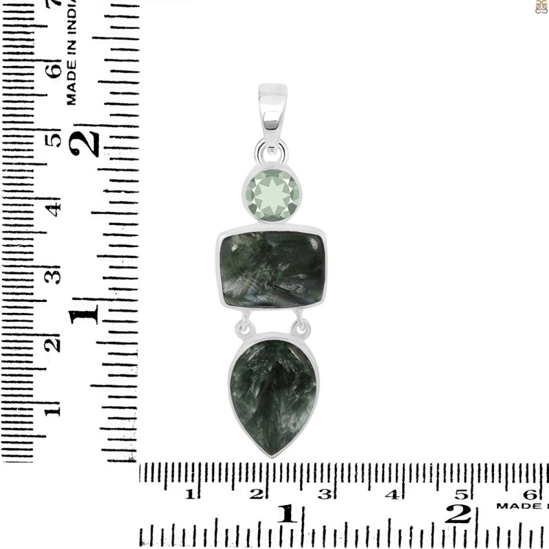 Seraphinite/Green Amethyst Pendant-2SP SER-1-286