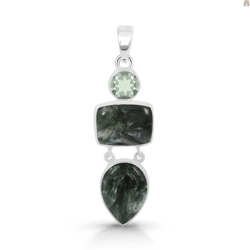 Seraphinite/Green Amethyst Pendant-2SP SER-1-286