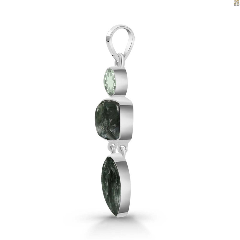 Seraphinite/Green Amethyst Pendant-2SP