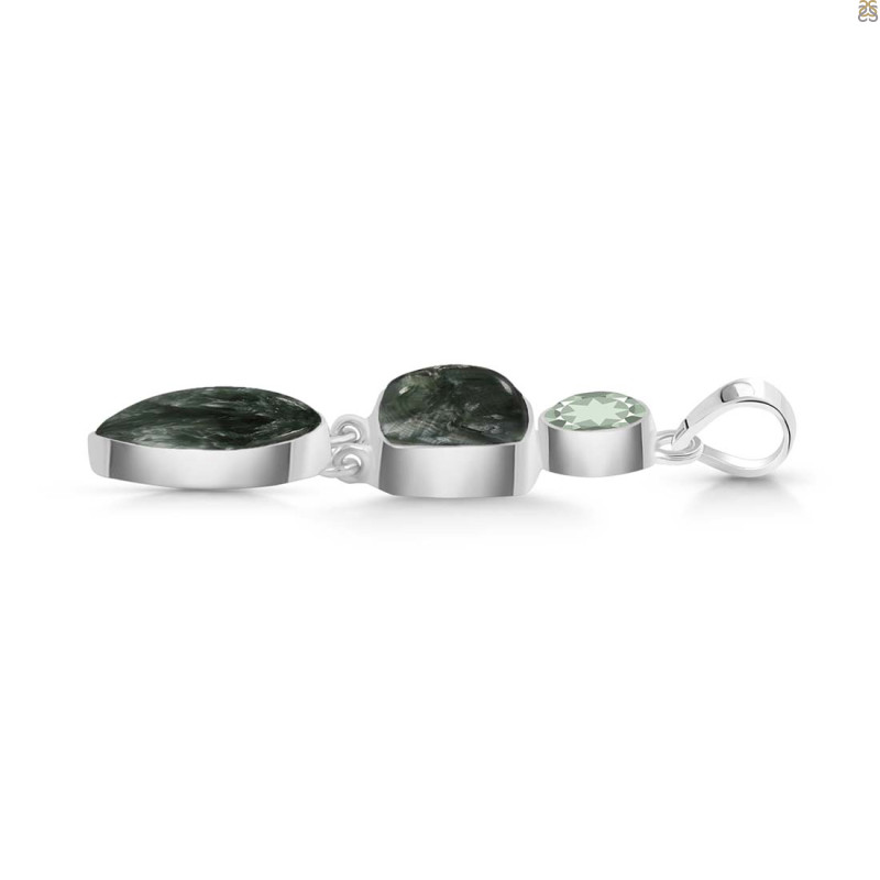 Seraphinite/Green Amethyst Pendant-2SP SER-1-286