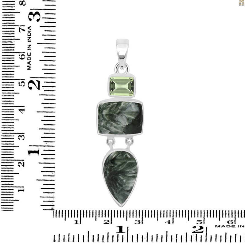 Seraphinite/Green Amethyst Pendant-2SP SER-1-287