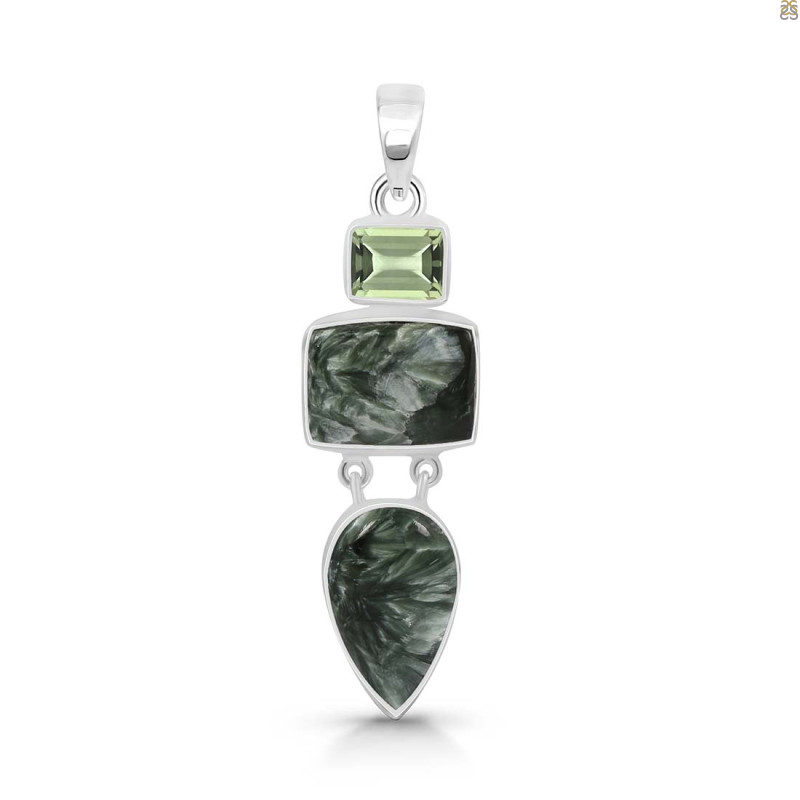 Seraphinite/Green Amethyst Pendant-2SP SER-1-287