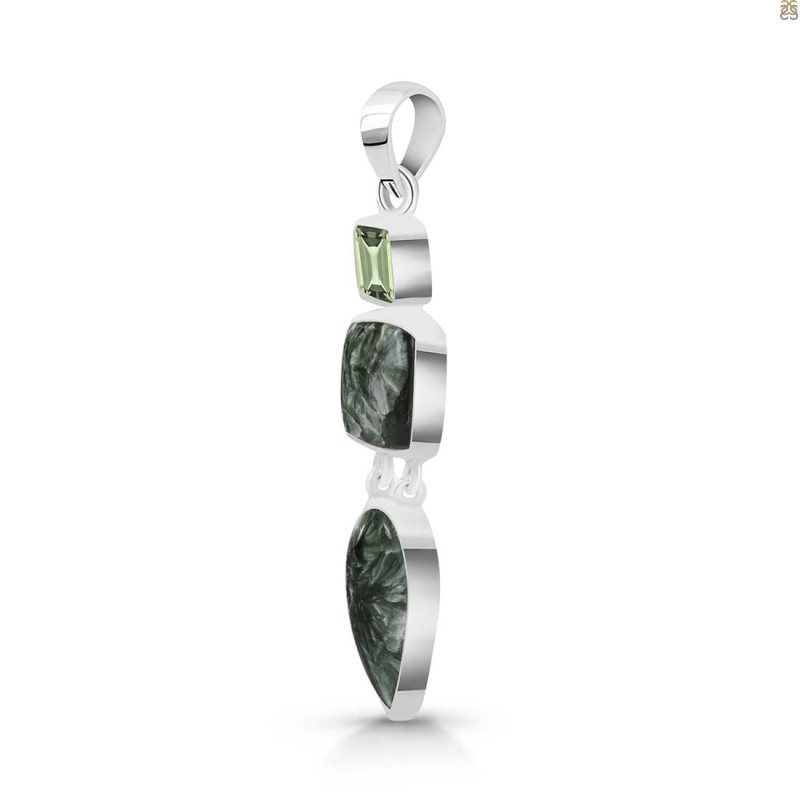 Seraphinite/Green Amethyst Pendant-2SP