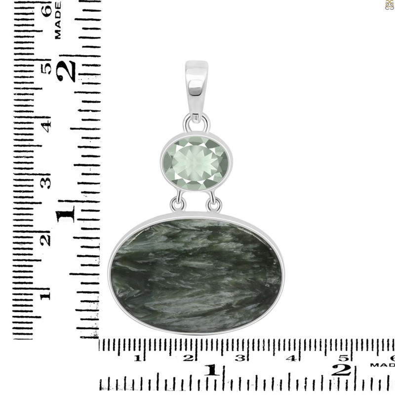 Seraphinite/Green Amethyst Pendant-2SP SER-1-292