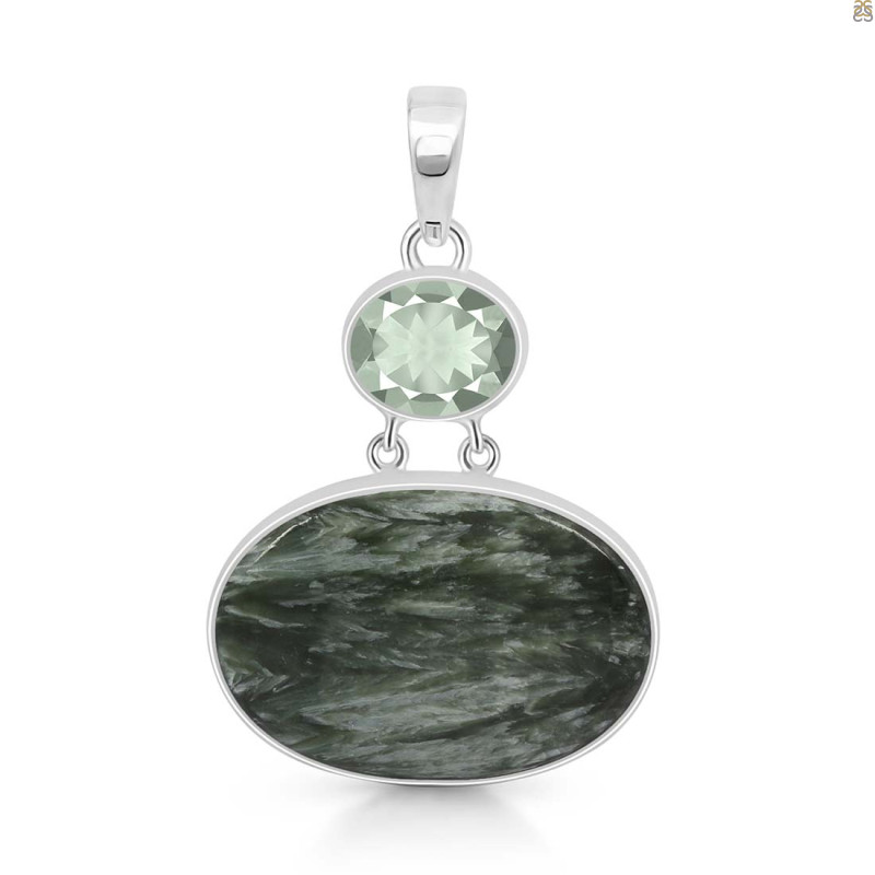 Seraphinite/Green Amethyst Pendant-2SP SER-1-292