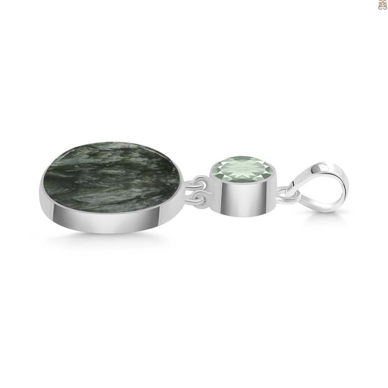 Seraphinite/Green Amethyst Pendant-2SP SER-1-292