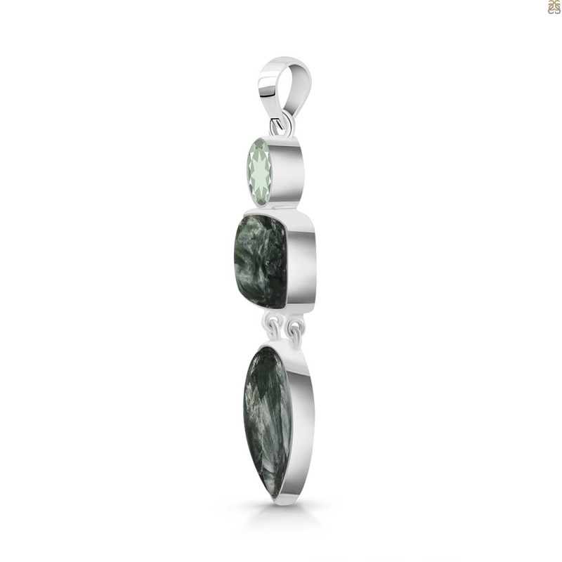 Seraphinite/Green Amethyst Pendant-2SP