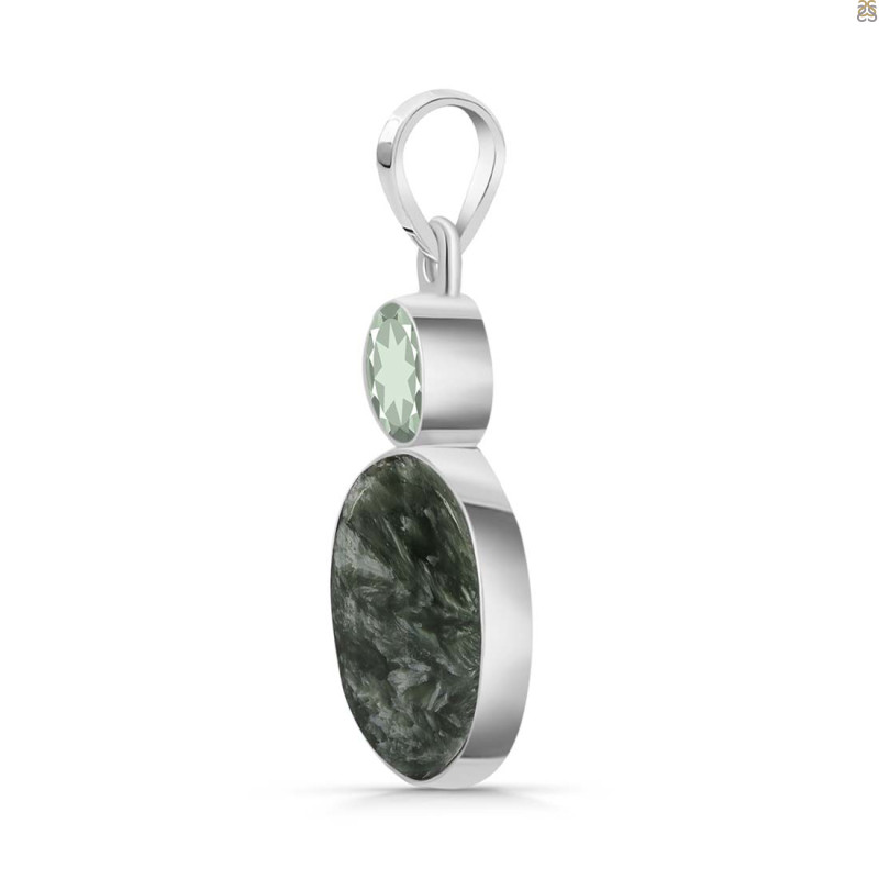 Seraphinite/Green Amethyst Pendant-2SP