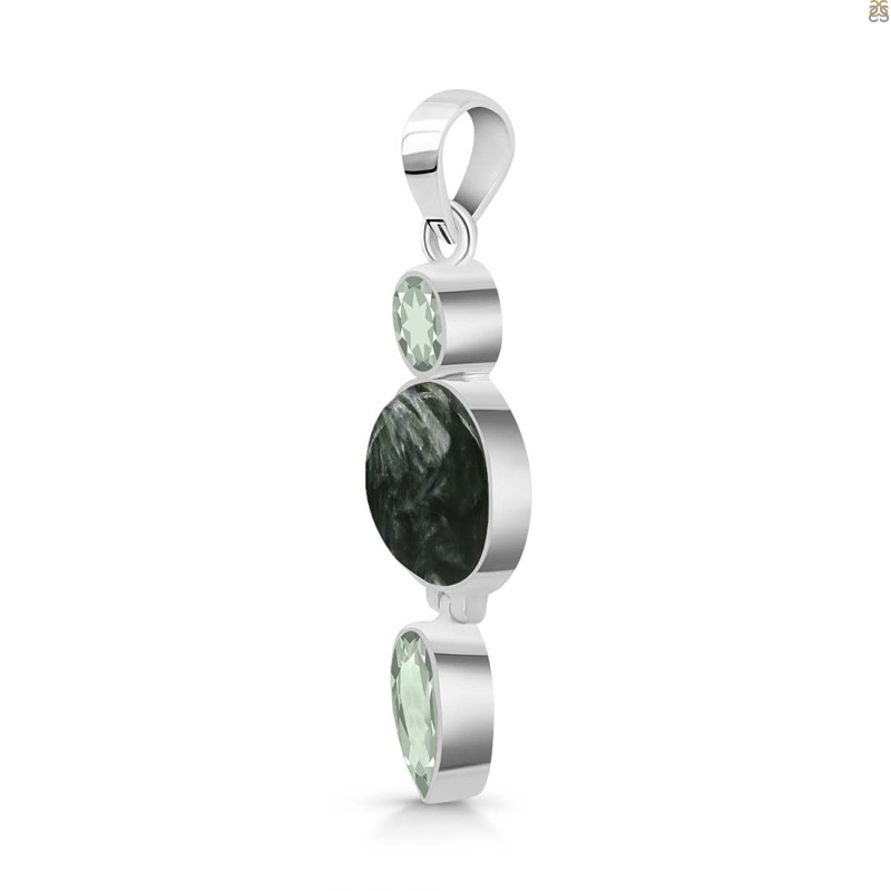 Seraphinite/Green Amethyst Pendant-2SP